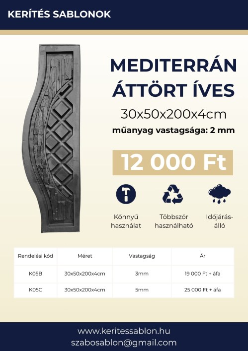 Mediterrán áttört íves - adatlap2